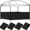 4 Pcs Canopy Half Wall Tent Sidewall for 10x10 Pop up Canopy Sidewall Only Waterproof Instant Panel Wall Accessories for 10' x 10', 10' x 15', 10' x 20' Vertical Leg Gazebo Shelter(Black)