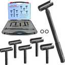 Door Hinge Adjustment Tool Kit, 5 in 1 Hinge Gap Adjusting Wrench Set for Residential and Commercial Door, Hinge Bender Wrench, Door Gap Wrench with Rubber Grip, Professional Door Gap Adjustment Tool (Dark Black)