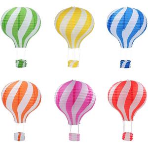 12 inch Hanging Hot Air Balloon Paper Lanterns Set Decoration Birthday Wedding Christmas Party Decor Gift Set Stripe Style Pack of 6