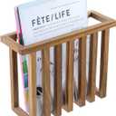 MyGift 11 Inch Premium Acacia Wood Wall Mounted Magazine Rack and File Folder Holder, Mid Century Modern Home Office Hanging Storage for Oversized Magazines