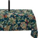 LVTXIII Outdoor Rectangle Tablecloth, Decorative Water-Repellent and Fade Resistant Table Covers with Umbrella Hole, Patio Table Cloth with Zipper for Oblong Table Use, 6084 Inch, Peacock Blue