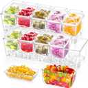 Lifewit 2 Pcs Ice Chilled Condiment Caddy with 5x20 oz Containers, Condiment Server with Separate Lid, Serving Tray Platter with Removable Dishes for Bar Fruit Salad Taco Party Garnish, 39 x13cm/15x5
