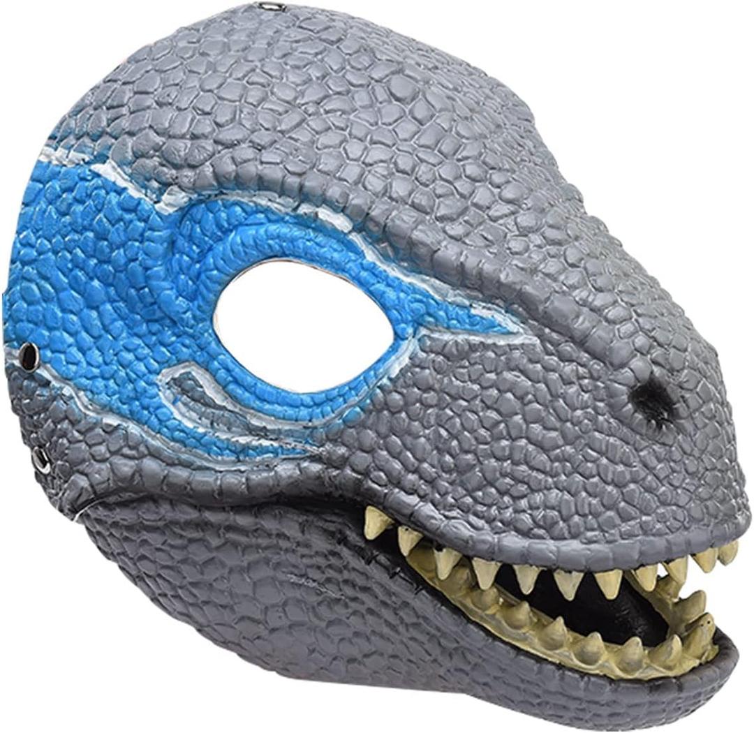 MANMAOHE Dinosaur Mask Halloween Mask Soft Latex Dino Mask Moving Jaw Movable Dinosaur Head Mask Tyrannosaurus Rex Mask Halloween Party Cosplay Costume Mask(Blue)