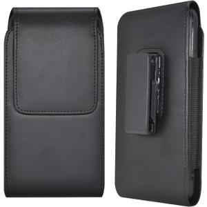 for Motorola Moto G 5G 2025 2024 G Power 2025 2024 2023 G Stylus 5G 2025 2024 Cell Phone Holster Holder Belt Clip Case PU Leather Pouch for Samsung Galaxy S25 S24 S23 Ultra (Black2, XL)