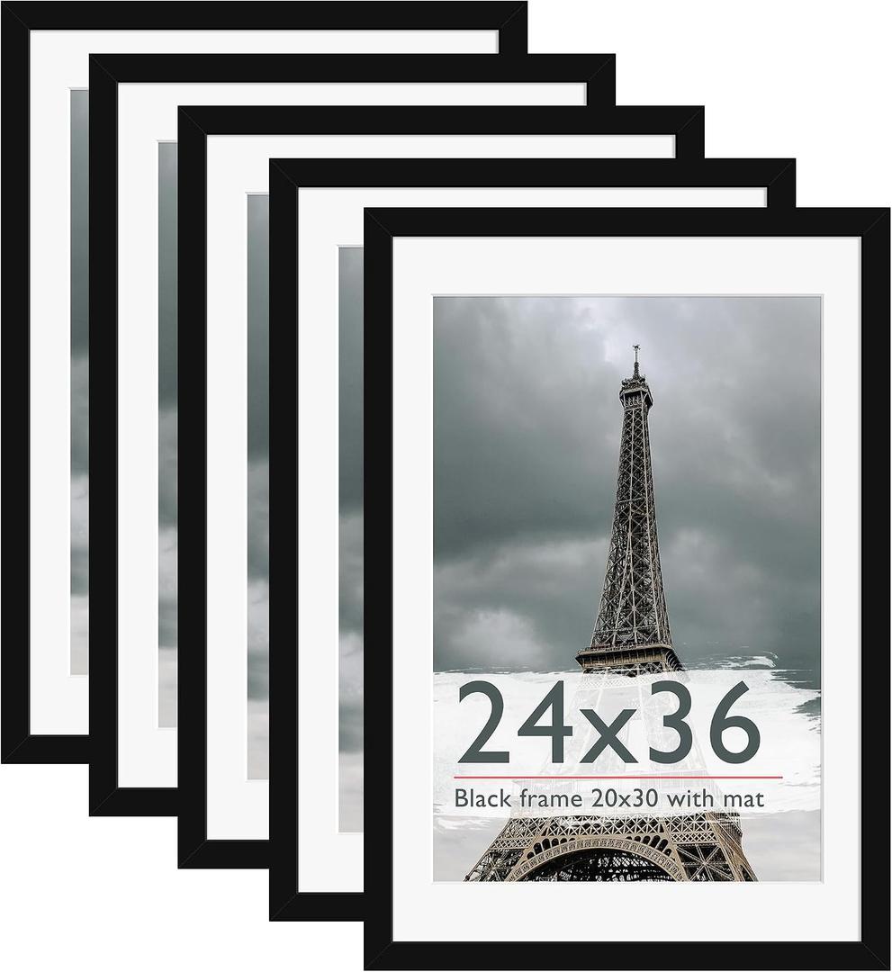 24x36 Poster Frame Black 5 Pack, for Wall Mounting