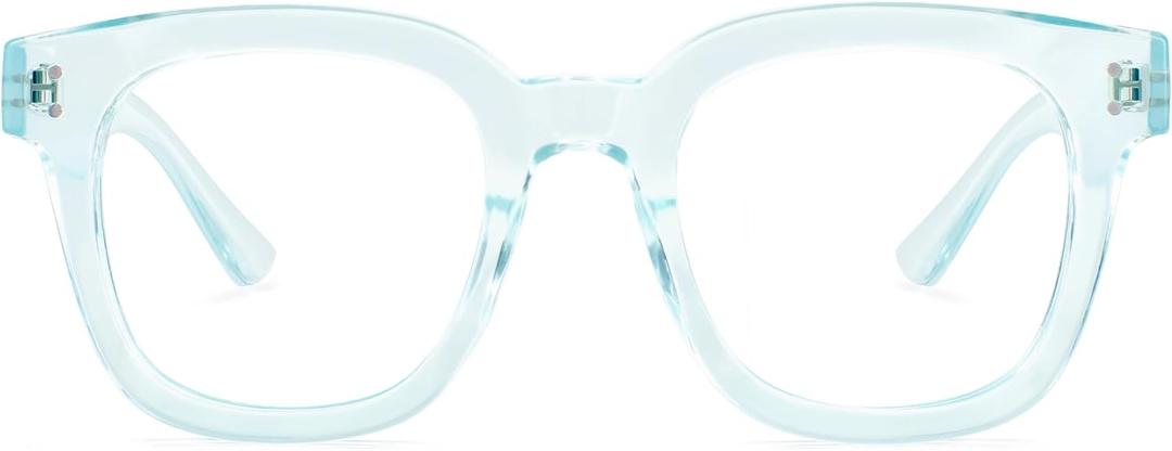 Madison Avenue Oversized Blue Light Blocking Glasses for Women Fashion Blue Light Blockers Anti Eyestrain & UV Protection Computer Eyeglasses (Light Blue) (Transparent Mint Green)