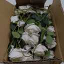 Hananona 50 Pcs Artificial Roses in Bulk, Fake Velvet Silk White Roses Realistic White Roses for Wedding Centerpieces Flower Arrangement Home Decor (50, White)