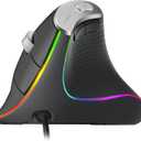Nulea M504 Wired Vertical Mouse, USB Ergonomic Optical Mouse with 4 Adjustable DPI, 11 RGB Backlight Modes, Compatible for Laptop, PC, Desktop, Mac, Grey
