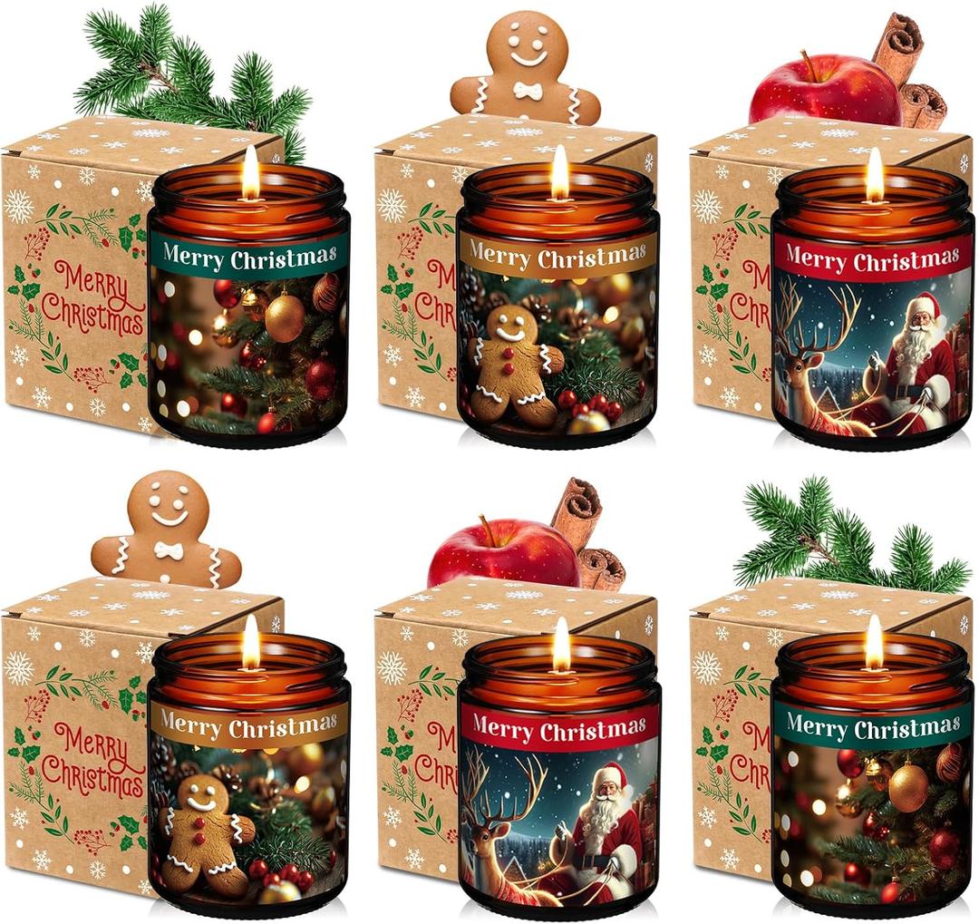 5 Pack Christmas Gifts Scented Candles Bulk 7 oz Soy Wax Home Floral Holiday Christmas Jar Candles Set Bundle with Gift Boxes Long-Lasting Scents for Women and Mom
