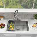WMXQX 25x22 Drop In Kitchen Sink, 25 Inch Drop In Utility Sink Top Mount Outdoor Sink 18 Gauge Stainless Steel Brushed Nickel Single Bowl Kitchen Sinks with Drain