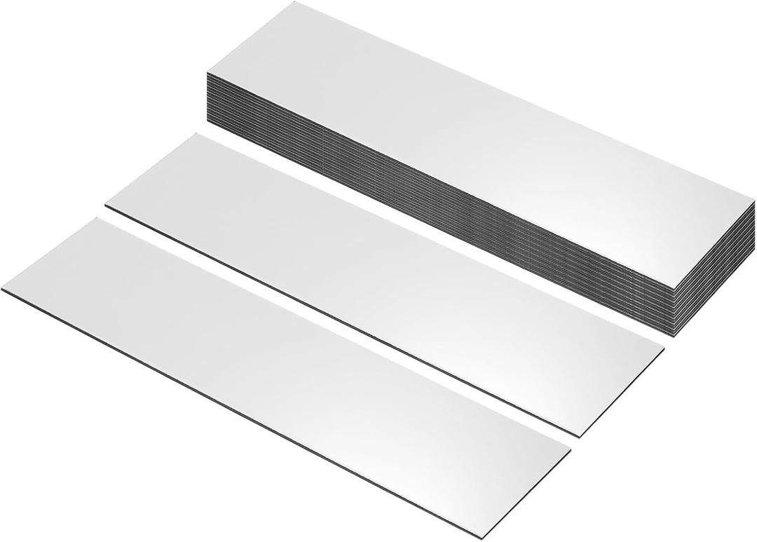 PATIKIL 10"x2" Blank Name Plates, 20 Pack Custom Engraved Name Plate Rectangle Laser Engraving Blanks for Personalized Nameplates Office Door DIY Painting Supplies, Silver, Black