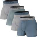 Pair of Thieves Soft Cotton Boxer Briefs for Men Pack (4 Pack) - Tagless Mens Underwear for All-Day Comfort and Support - X-Large - Grey/ Denim