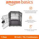 Amazon Basics Portable, Foldable Metal Wire Dog Crate with Removable Tray, Single Door, Divider Panel, Quick Setup, 30 x 19 x 21 in, Black