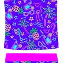 UNIFACO Girls Swimsuits Two Piece Tankini Bathing Suits Boyshort Summer Beach Rash Guard Swimwear for 4-13T (L)