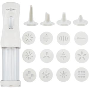 Electric Cookie Press, DIY Cookie Maker Set with 12 Molds and 4 Decorating Nozzles Electric Cookie Decorating Tool for Cake Dessert DIY Maker and Baking Decoration Supplies