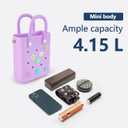 Mini Rubber Tote Bag for Little Girl & Woman, X-Small EVA Waterproof Beach Bag with Cute Charms & Adjustable Strap | with 7 Charms