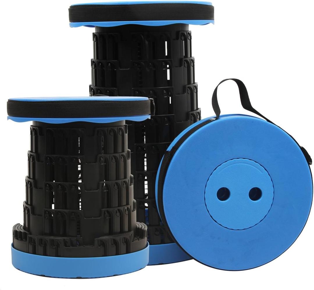 JAEMEYEM Upgraded Foldable Stool, Capacity Portable Retractable Small Folding Stool, Collapsible Telescoping Camping Stool for Adults Outdoor Fishing Hiking Gardening Travel BBQ (1 pack, Blue)
