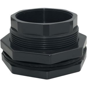 PVC Bulkhead Fitting, NPT Threaded Water Tank Connector for Rain Barrels, Aquariums, Pools (4")