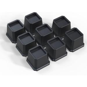 Bed Risers 3 Inch Heavy Duty, Furniture Risers for Bed Frame, Couch, Desk, Chair, Lifts Up to 1,500 lb, Set of 8, Black (3 Inch(Basic), Black(8 Pack))