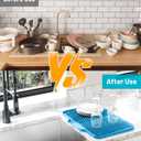 Dish Drying Mat Kitchen Counter - Silicone Dish Drying Pad with Built-in Drain for Sink, Refrigerator and Drawer Liner, Easy Clean, Non-Slip, Heat Resistant, 14.8" x 10.7"
