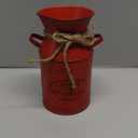 ABOOFAN Galvanized Metal Vases Rustic Milk Can Jug Vintage Farmhouse Bucket Decorative French Bucket Pots Primitive Flower Holder for Wedding Table Centerpiece Decor Red