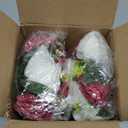 NUPTIO Flower Wedding Centrepieces for Tables - 2 Pcs 9.5in Diameter Burgundy & White Artificial Flowers Rose Ball for Centerpieces Table - Fake Rose Arrangements for Weddings Birthday Party Decor