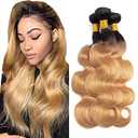 Ombre Human Hair Bundles 1B27 Honey Blonde Bunldes Body Wave Bundles Human Hair Wet And Wavy Bundles Real Unprocessed Virgin Weave Hair For Black Women(30 30 30) inch