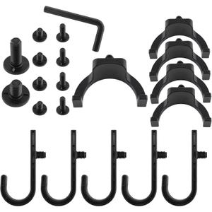 21 Pcs Shed Storage Hooks, Black Single-Head J/U Tool Hanger with Screws Wrench Compatible with Suncast Craftsman for Hanging Storage Shed Shelves Accessories Parts