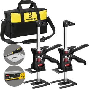 Labor Saving Arm Jack(2 Pcs),Upgraded Multi-Function Height Adjustment Lifting Device with Portable Bag,Suitable for Door & Window Lifting,Wall Tile Locator,Cabinet Jack and Board Lifter etc (13inch, Black)