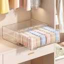 Underwear Drawer Organizer with Dividers, 24 Cell Stackable Sock Organizer for Closet, Plastic Underwear Storage Drawer for Closet, Bra Organizer for Baby Clothes, Panties, Belts, Ties, Scarf (Clear)