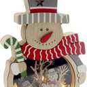 Snowman Ornaments for Christmas,Gouraml Wooden Christmas LED Ornaments,Table Decorations Tree Snowman Hanging Ornaments Crafts Gifts for Xmas Party