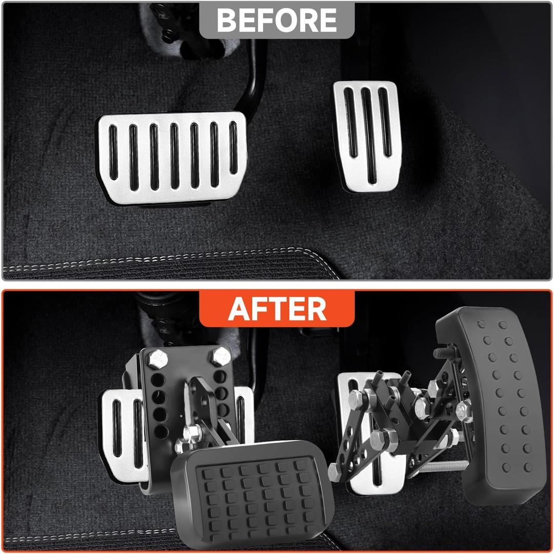 HUGBEO Adjustable Gas and Brake Pedal Extenders for Short People, Anti-Slip Extensions with Adjustable Length and Angle, Universal Pedal Extension for car for Cars, go-Karts, and Golf carts.