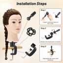 Mannequin Head with 90% Human Hair, 24" Female Real Hair Cosmetology Mannequin Head Hair Styling Manikin Head Doll Head for Hairdresser Practice Training with Clamp Holder and Tools (Brown)