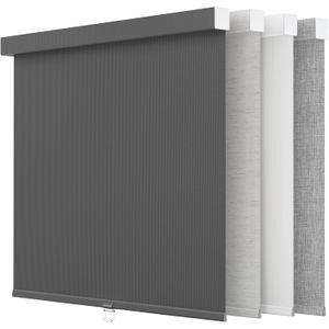 Astomi Blackout Pull-Down Window Shades, Cordless Free-Stop Blinds with Valance, Easy to Install and Efforless to Control, Ideal for Home and Office (20" W x 72" H, Black)
