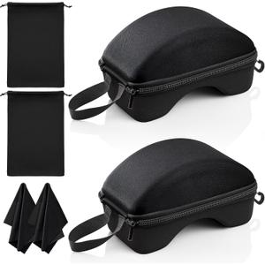 2 Sets Ski Goggles Case Snow Goggles Case Semi Hard EVA with Ski Goggle Bag and Cleaning Cloth sports Glasses Storage Holder