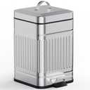 CEROELDA Small Trash Can with Lid-5L/1.3 Gal,Outdoor Dog Poop Garbage Can-Farmhouse Retro Metal Waste Bin w/Step Pedal for Bathroom Bedroom Office-Soft Close-Galvanized Steel