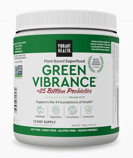 Vibrant Health, Green Vibrance, Vegan Superfood Powder, Boost Energy, 60 Servings 23.28 oz (BBD: 05/2028)