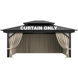 Outdoor Gazebo Curtain Replacement Universal 4-Panel Sidewalls 12' X 16',Outdoor Patio Waterproof Privacy Curtain with Double Zipper for Patio,Garden, and Backyard (Curtain Only) (Cream)