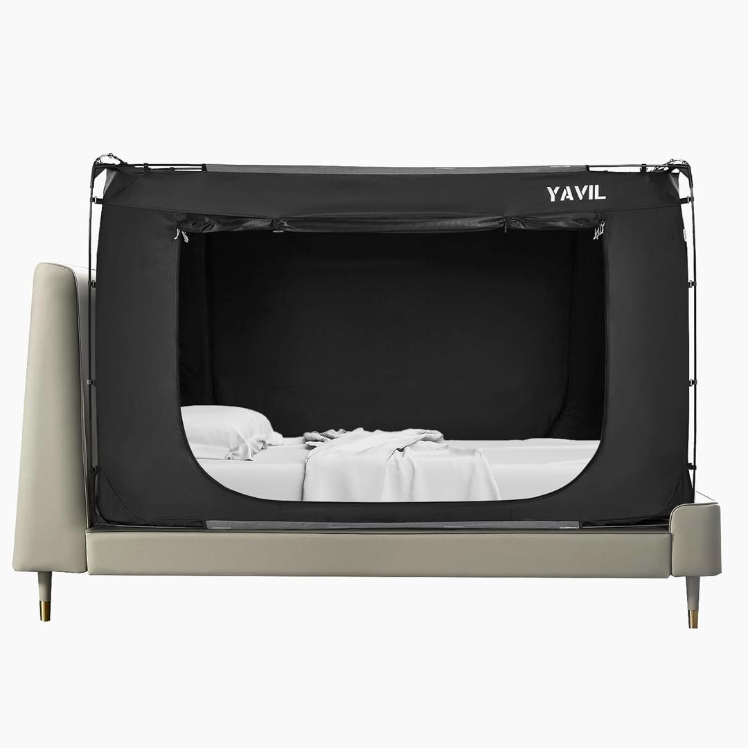 Bed Tent Bed Canopy Queen Size, Portable Sleeping Tents Dream Tents Indoor for Kids and Adult, Blackout 93% Breathable Privacy Space on Bed with Three Doors (Mattress Not Included)