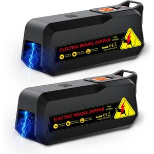 Electronic Rat Trap 2 Pack, Electric Mouse Zapper, Reusable Rat Killer for Indoor & Outdoor Use, No Touch No See, Effective Rodent Control