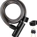 ROCKRBOS Bike Cable Lock with Keys, 2 Keys & 1 Mount Bracket, ABS Lock Shell, Cable Lock for Bike/Gate/Scooter