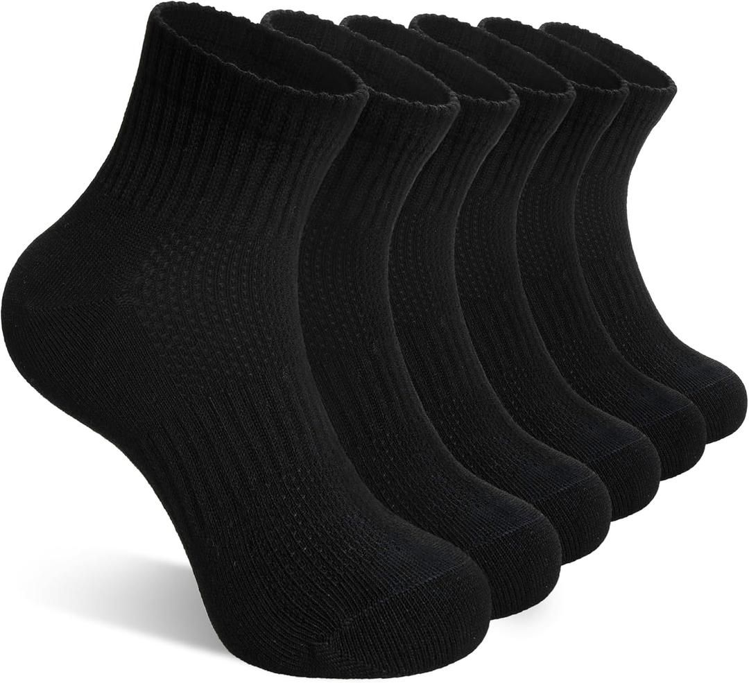 DoSmart Kids Ankle Socks Boys Girls Youth Teen Athletic Short Cotton Breathable Quarter Seamless Running Sock 6 Pairs (9-12 Years)