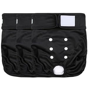 wegreeco Washable Female Dog Diapers Highly Absorbent Reusable Diapers for Dog in Heat Dog Period Diapers, 3 Pack (Black, Medium)