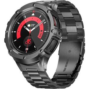 SUPLINK Stainless Steel Case and Band Compatible with Samsung Galaxy Watch 4 Bands 44mm/ Galaxy Watch 5 Bands 44mm,Solid Metal Protector Cover Strap for Men,Space Grey