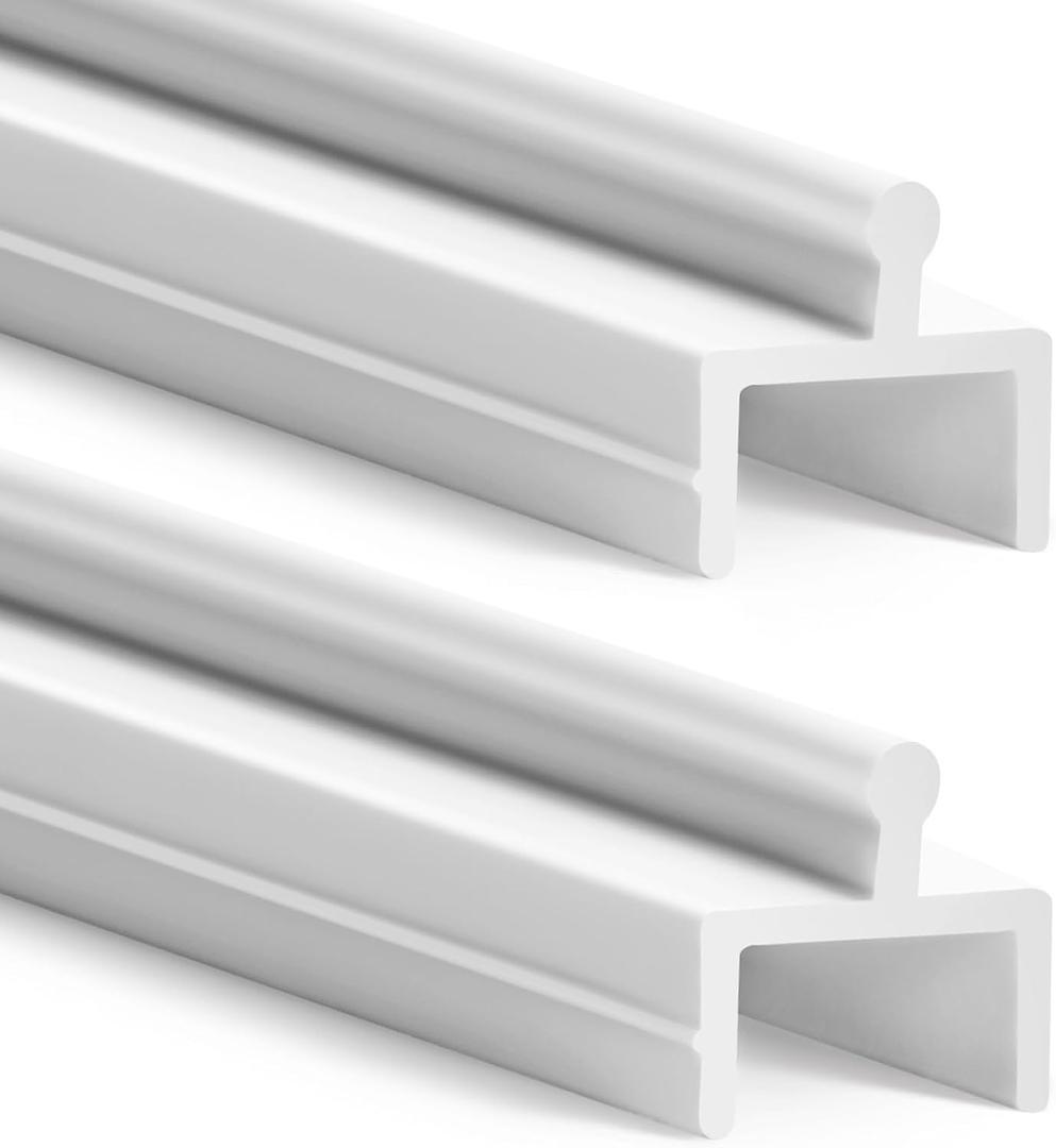 CroBlissful 2 Pcs Sliding Screen Door Track Bottom Replacement 48 Inch White Vinyl Track Long Easy to Cut Screen Door Hardware for Home Garage Office Parts Patio Repair Guide