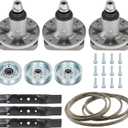 48" Deck GY20050 Spindle Rebuild Kit for John Deere L120(2002-2004) L130, Include 3 Spindles GY20785, 3 Blades GY20568, 1 Idler GY22082 GY20629, 2 Idlers GY22172 GY20067, 1 139" Belt GX20305 GY20571
