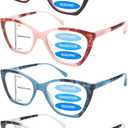 4Pack Progressive Multifocus Reading Glasses for Women Blue Light Blocking Reading Glasses Spring Hinge Readers (4C, 3, x)