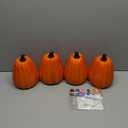 Lanpn 10 Inch Halloween Carvable Pumpkin 4 Pcs, Large Light up LED Artificial Foam Tall Carved Pumpkins Jack O Lantern with Emoji Templates Paints for Fall Autumn Thanksgiving Harvest Indoor Decor