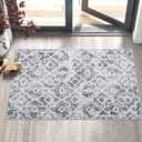 Wonnitar Moroccan Indoor Door Mat - 32''x48'' Entrance Doormat Entry Rug, Washable Grey Absorbent Non-Slip Front Door Mat Low-Profile Dirt Resist Rug for Bathroom Entryway (Grey,32''x48'')