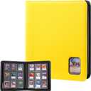 ProCase Top Loader Binder, 9 Pocket Holds 324 Toploaders, Waterproof PU Leather with Non-PVC Pockets for Trading Cards or Sports Cards, Compatible with TCG, MTG in 3"x4" Toploader -Yellow